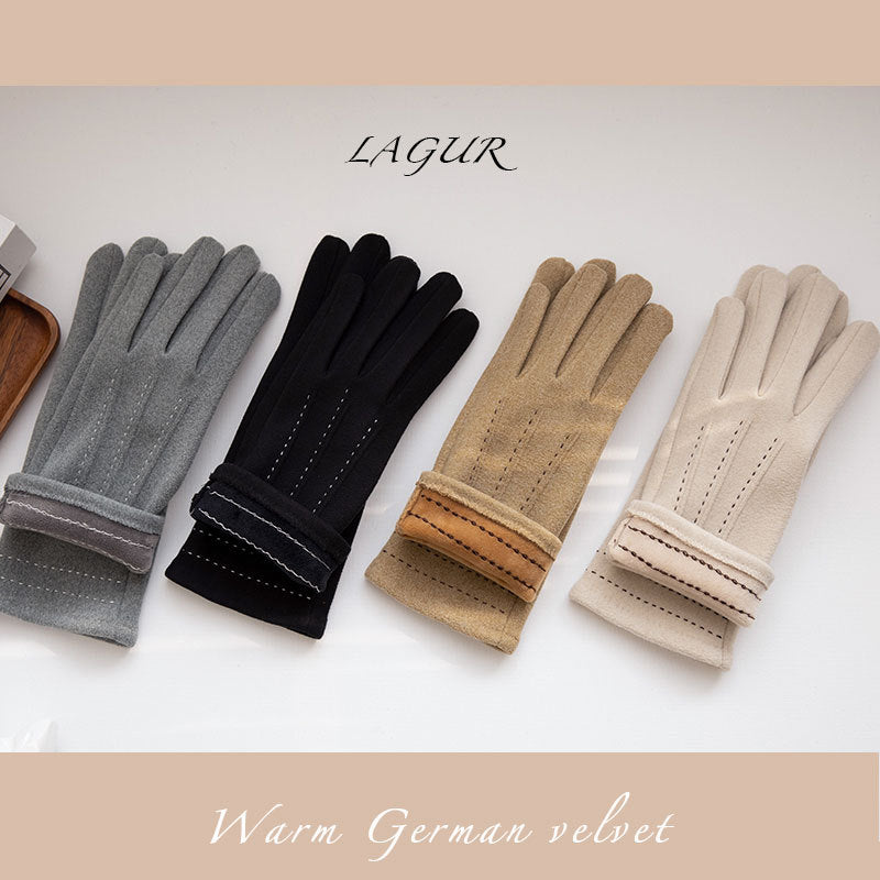 Thickened Fleece-lined Touch Screen Slimming Warm Female Winter Gloves