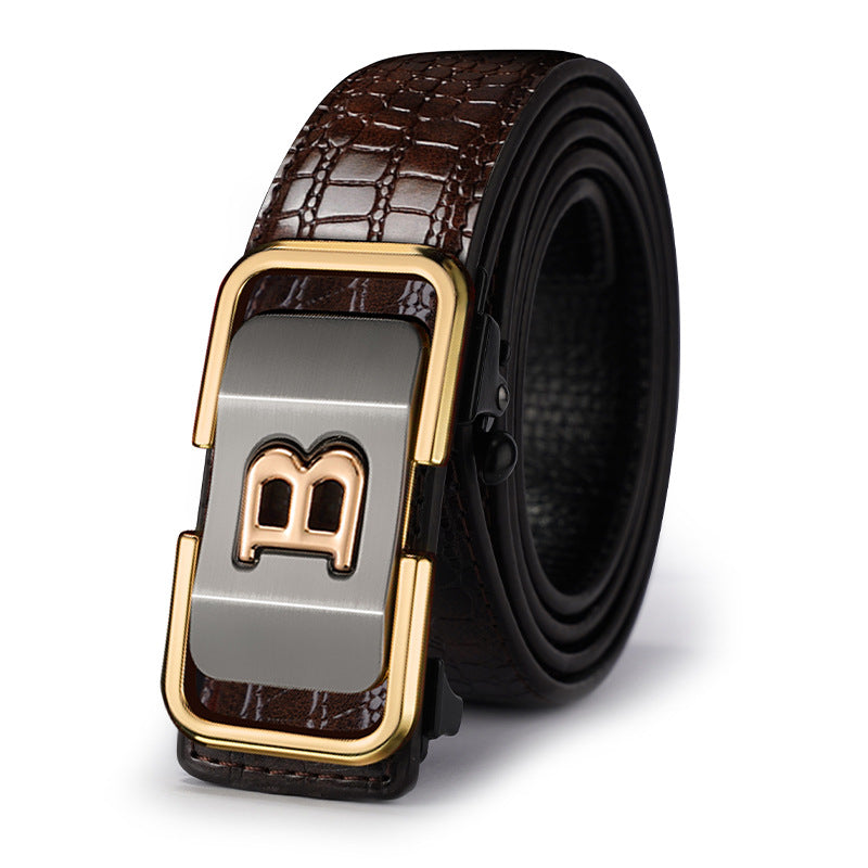 Men's Automatic Buckle Inner Wear Pressure Crocodile Belts