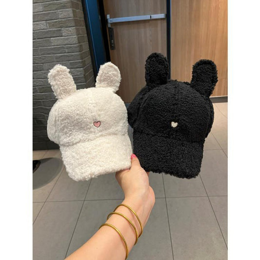 Female Springtide Cute Rabbit Ears Plush Baseball Spring Warm Hats & Caps