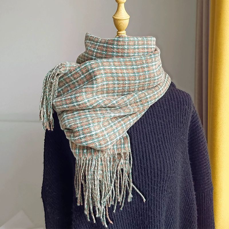 Women's & Men's Korean Style Winter Cashmere Vintage Plaid Scarfs