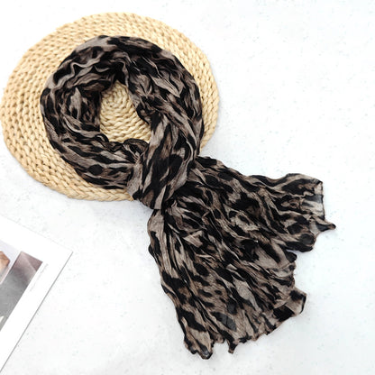 Women's Pleated Simple Silk Floral Shawl Bali Scarfs