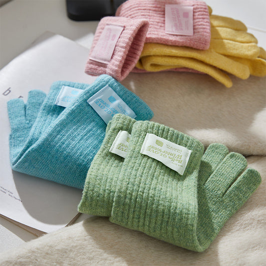 High Quality Macaron Color Soft Glutinous Wool Female Gloves