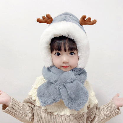 Children's Hat One-piece Boys Cute Fleece Ears Kids' Headwear