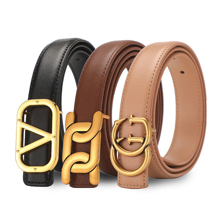 Women's Simple Decoration With Dress Jeans Genuine Belts