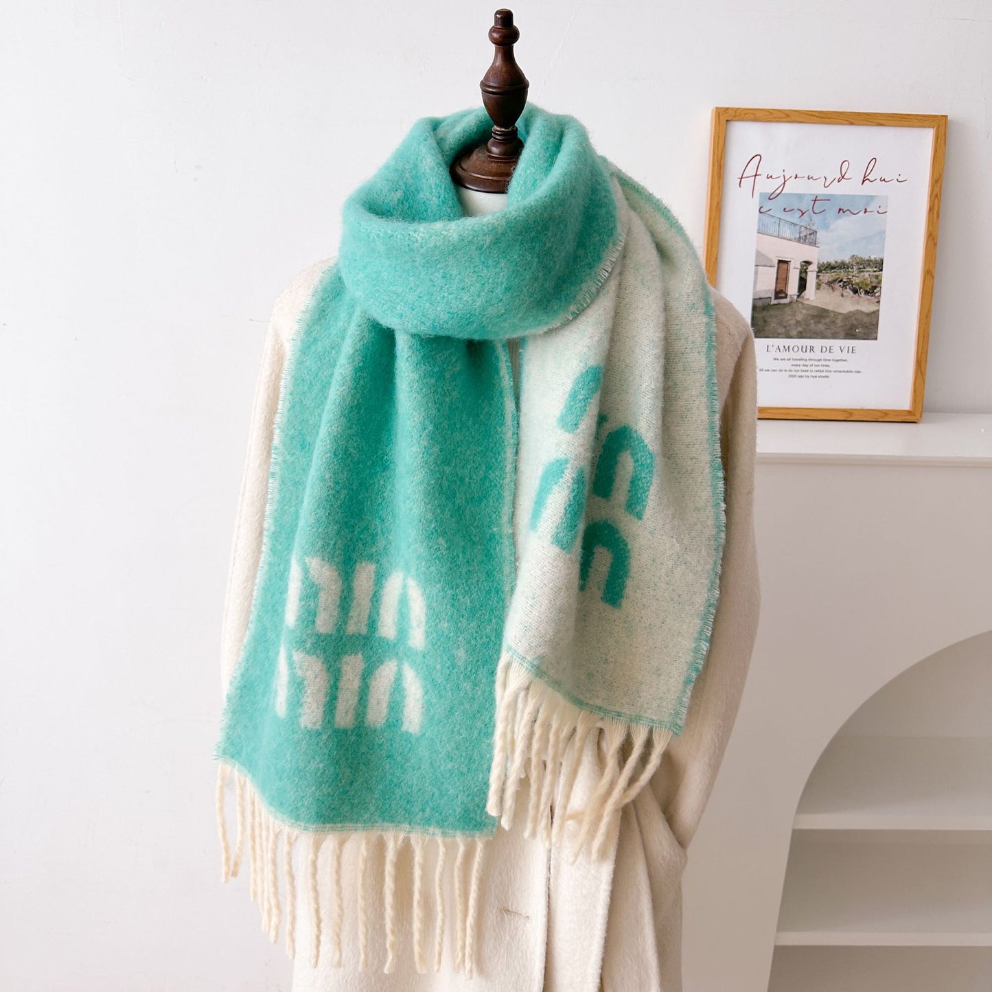 Women's & Men's Autumn Wool Blended High-grade Thickened Letter Scarfs