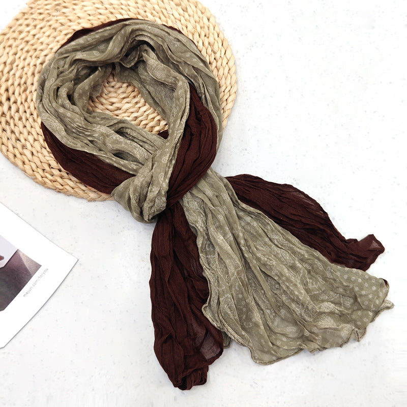 Women's Pleated Simple Silk Floral Shawl Bali Scarfs