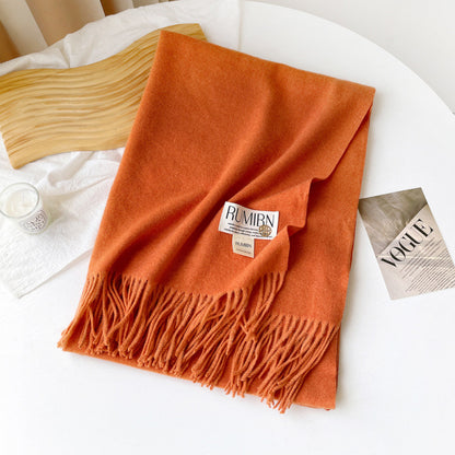 Women's Cashmere Metal Label Shawl High-grade Loose Feeling Scarfs