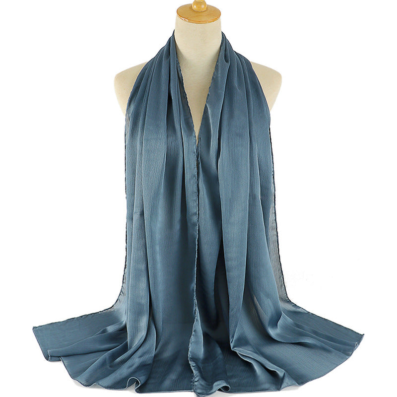 Women's Crepe Natural Pleated Malay Indonesian Popular Scarfs