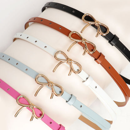 Women's Korean Style Sweet Thin Fashion Bow Belts