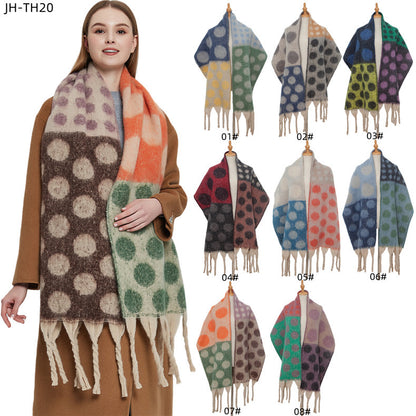 Thick Circle Yarn Tassel Jacquard Big Scarfs