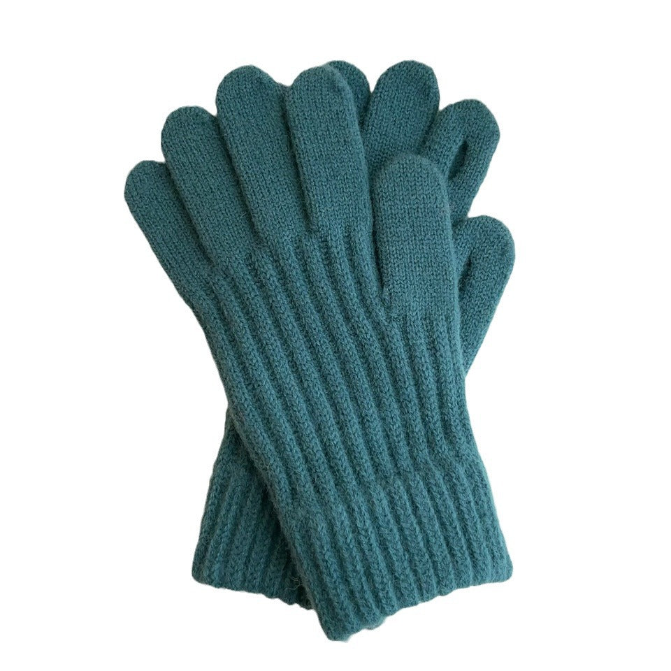 Women's Korean Style Vertical Jacquard Knitted Warm Winter Gloves