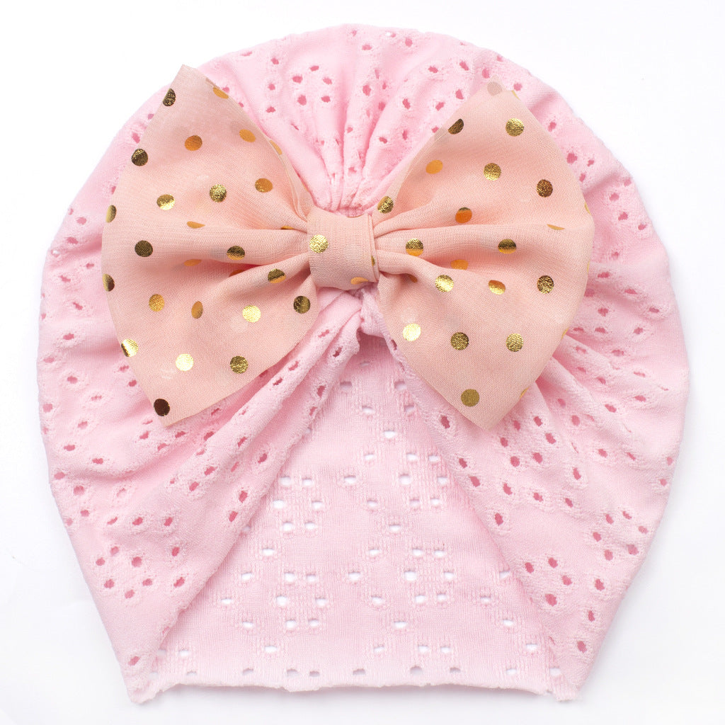 Bronzing Bow Sleeve Hollow Out Plain Kids' Headwear