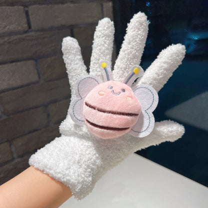 Little Bee Plush Coral Fleece Riding Gloves