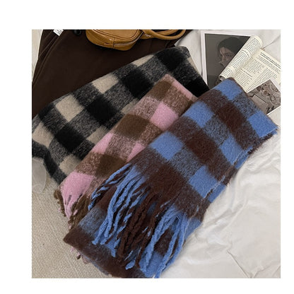 Women's Plaid For Winter High-grade Shawl Plush Scarfs