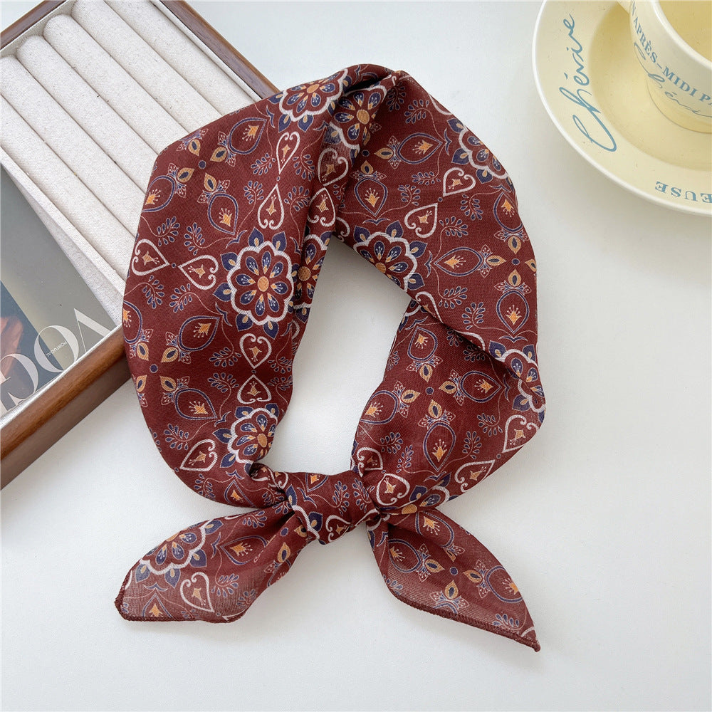 Women's Linen Small Square Towel Neck Decorative Scarfs