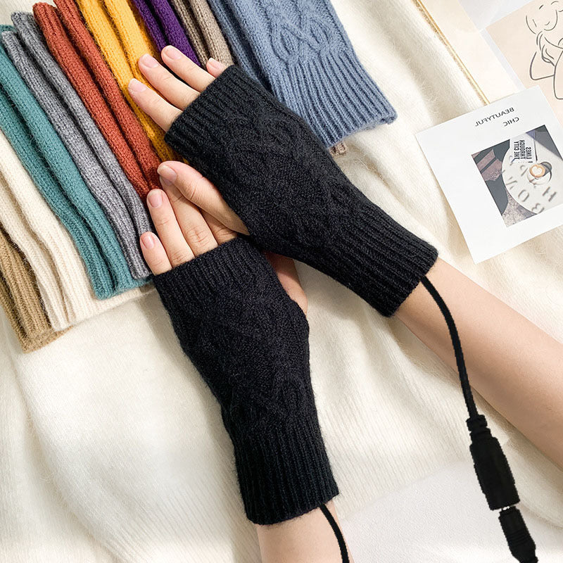 Knitted Half Female Winter Fingerless Finger Gloves