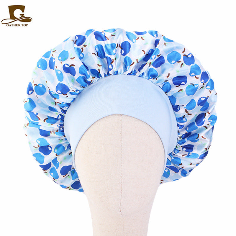 Children's Cartoon Elastic Wide-brimmed Satin Nightcap Shower Kids' Headwear