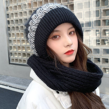 Female Thermal Knitting Wool Snow Riding Hats & Caps