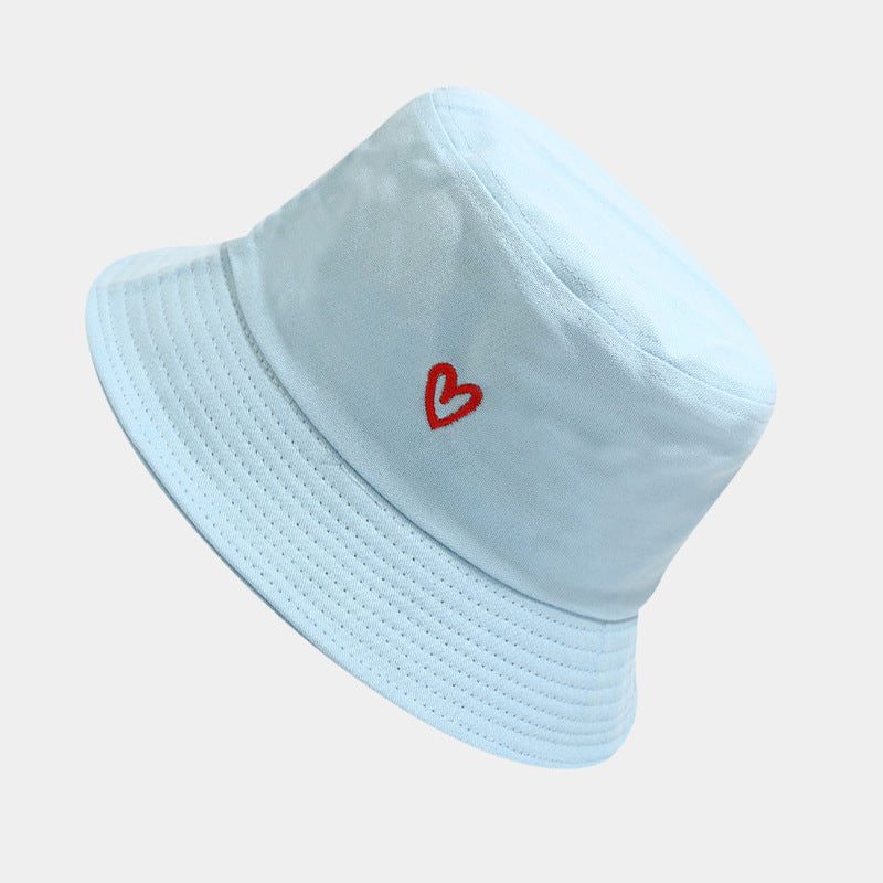 Women's Love Embroidered Cotton Bucket Hat Trendy Outdoor Hats & Caps