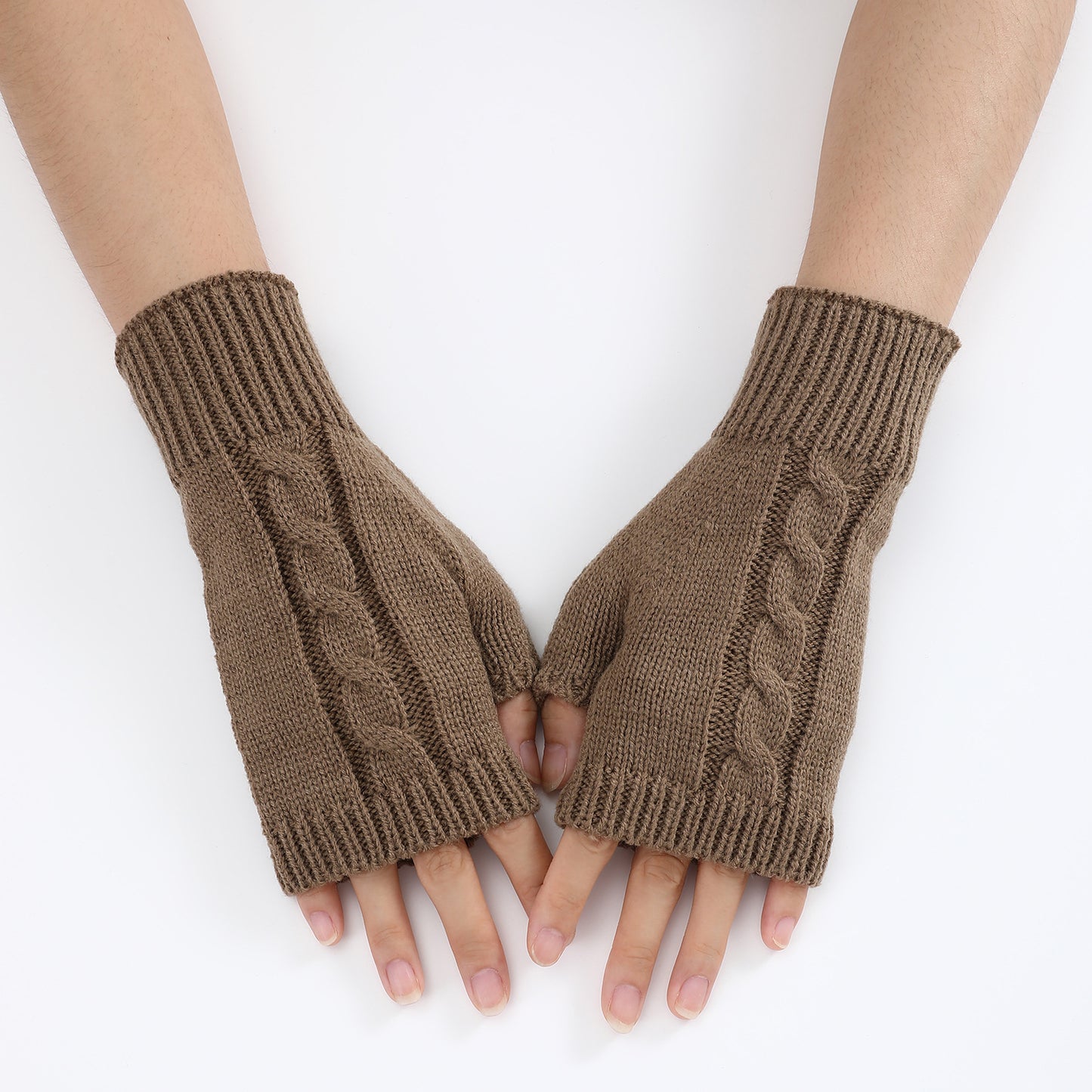 Women's & Men's Dew Half Finger Knitting Wool Warm Gloves