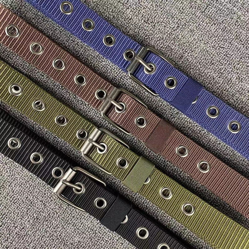 Men's Korean Style Nylon Waistband Military Training Pin Belts