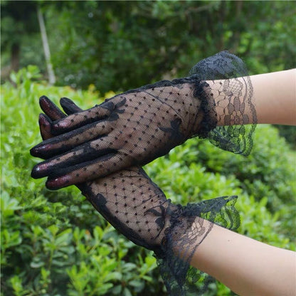 Children's Summer Wedding Dress Short Sunscreen Black Gloves