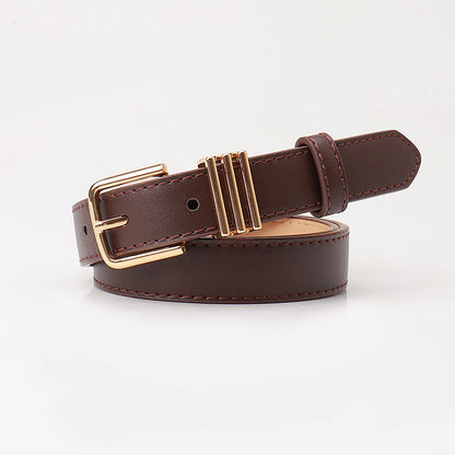 Women's Simple Casual Imitation Leather Pin Buckle Korean Style Belts