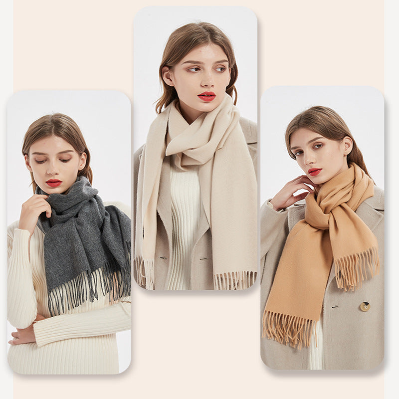 Women's Solid Color Thickened Warm Shawl Simple Scarfs