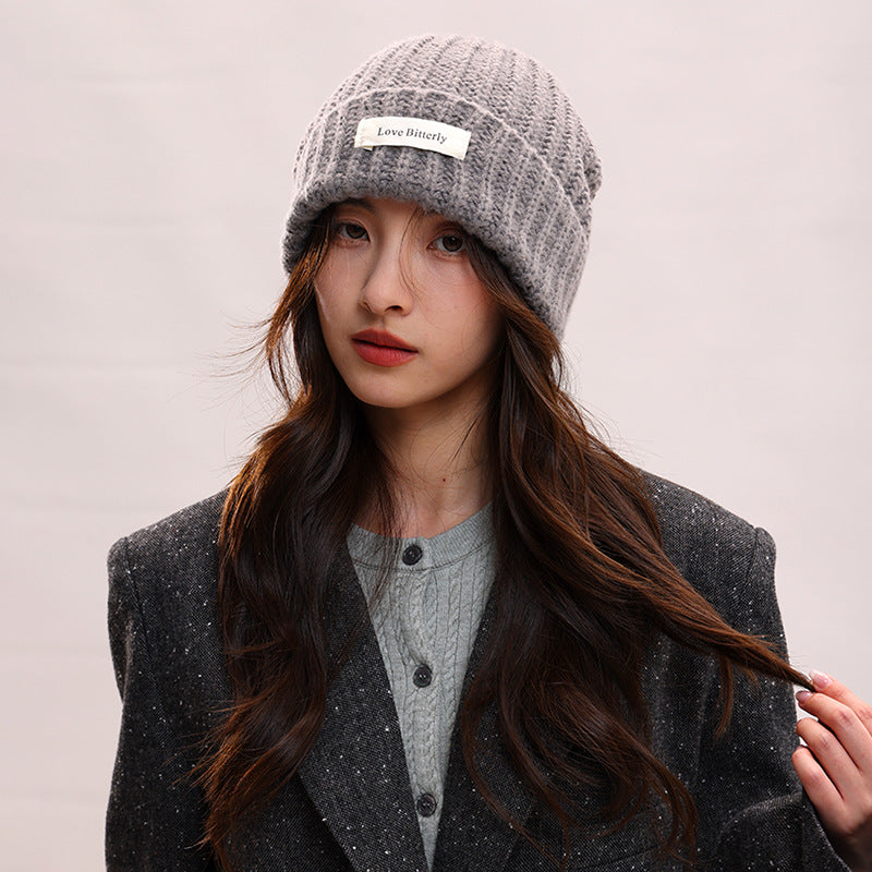 Women's Beanie Big Head Circumference Woolen Small Hats & Caps