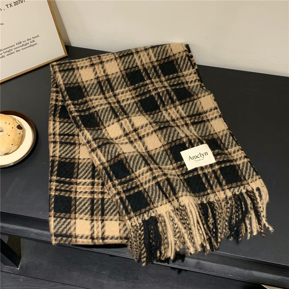 Cashmere Feel Plaid Female Warm Christmas Scarfs