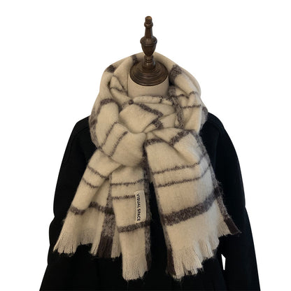 Mohair Female Winter Thick Warm Plush Scarfs