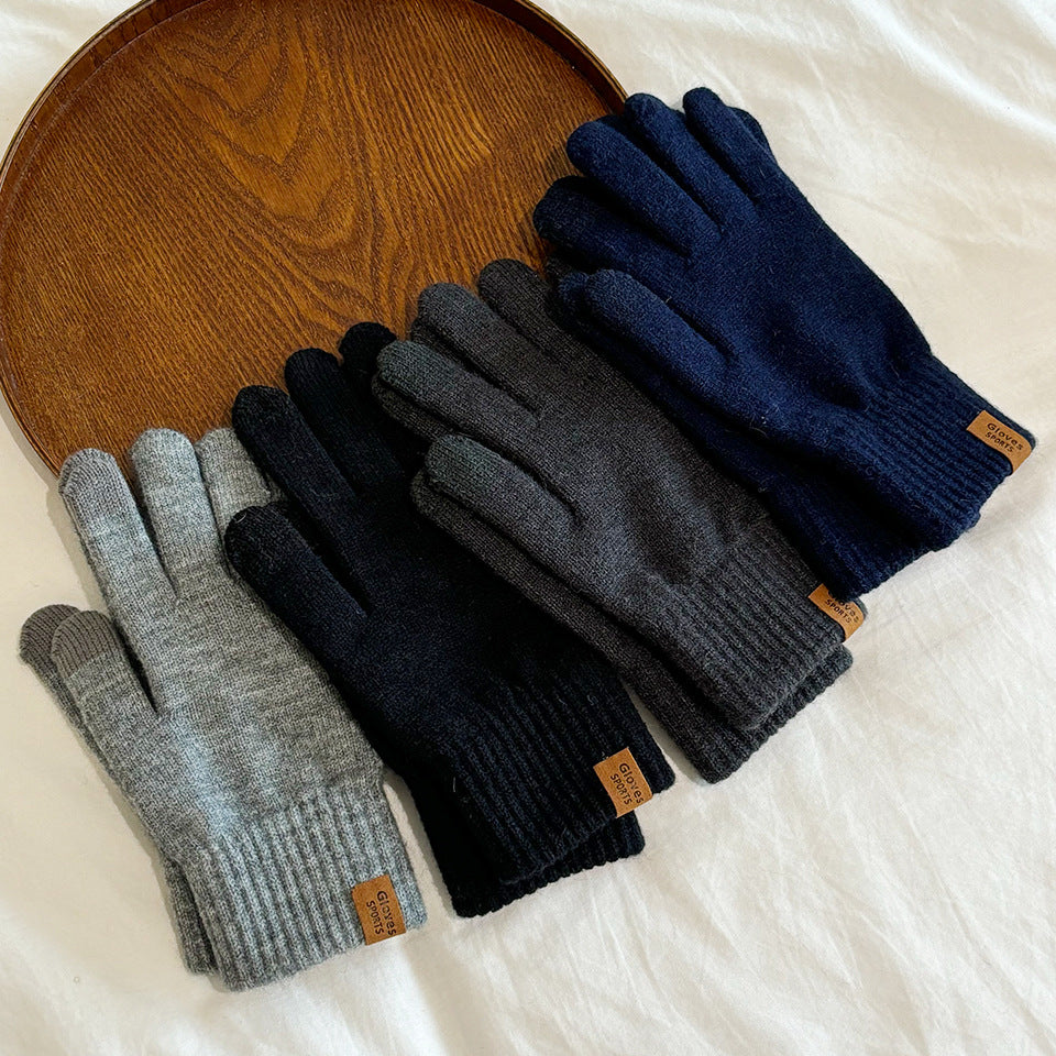 Men's Color Business Wool Keep Warm Winter Fashion Gloves