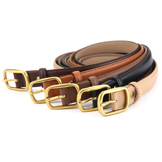 Women's Jeans Decorative Thin Genuine Leather Brown Belts