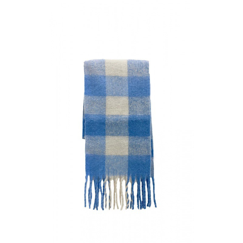 Warm Rainbow Plaid Long Soft Glutinous Scarfs