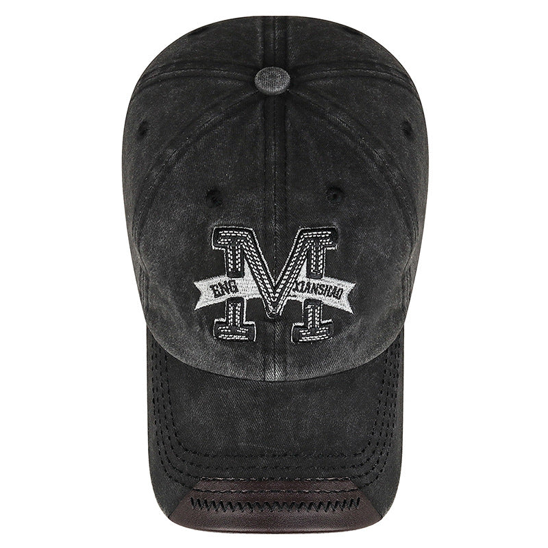 Women's & Men's Washed Distressed Letters Large Three-dimensional Embroidered Hats & Caps