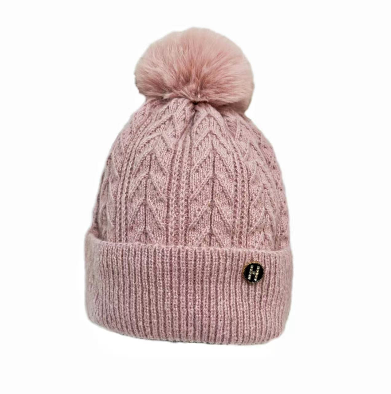 Women's Ball Sleeve Curling Straight Hat Warm Hats & Caps