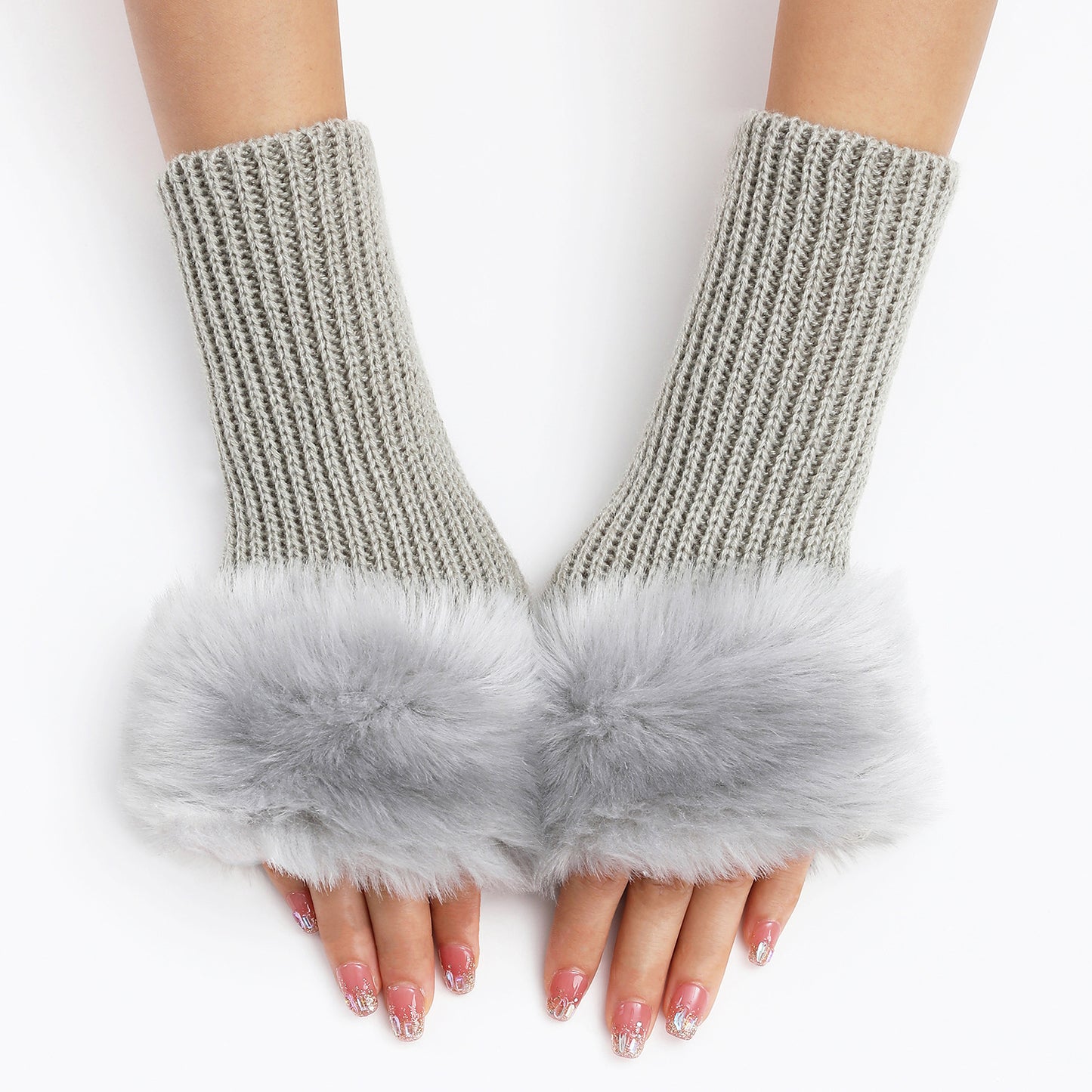 Women's Oversleeve Knitted Warm Open Finger Arm Gloves