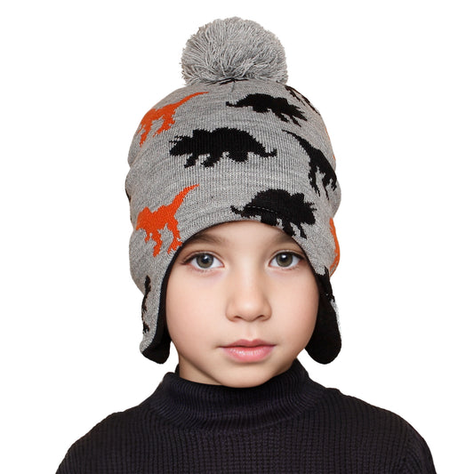 Children's Knitted Hat Dinosaur Jacquard Boys Earmuffs Kids' Headwear