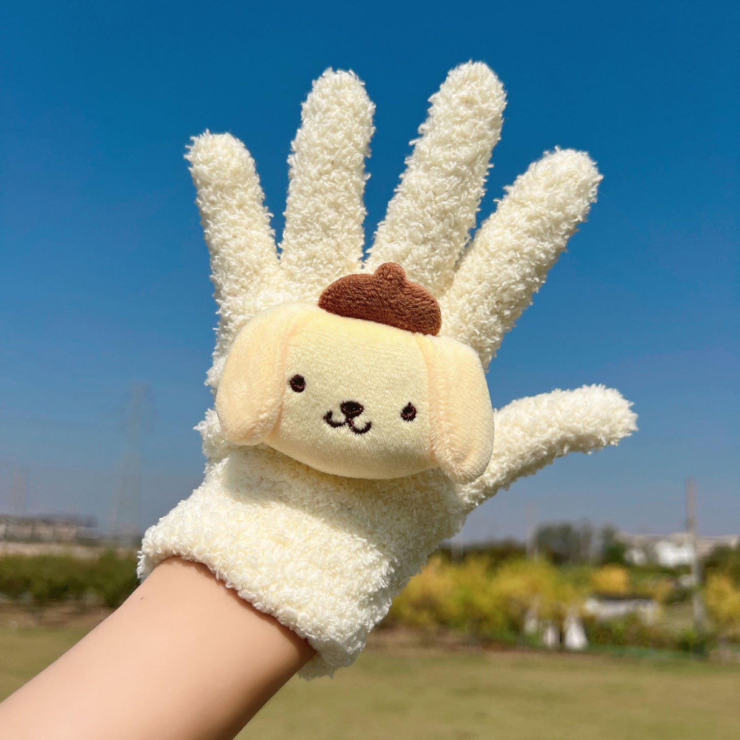 Cute Little Beaver Plush Coral Fleece Riding Finger Female Gloves