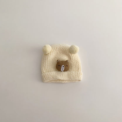 Cute Super Double Ball Bear Knitted Kids' Headwear