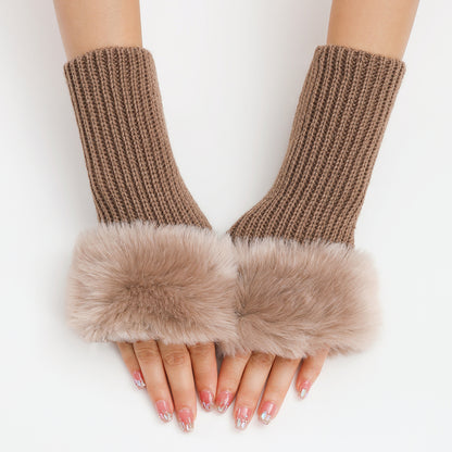 Women's Oversleeve Knitted Warm Open Finger Arm Gloves