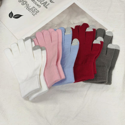 Female Winter Pure Color Warm Keeping Gloves