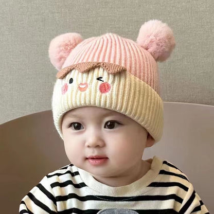 Cartoon Thermal Fur Ball Woolen Boys Kids' Headwear