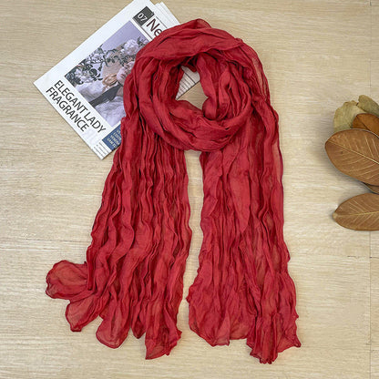 Women's Korean Style Artistic Vintage Crumpled Cotton Scarfs