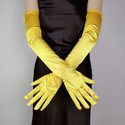 Women's Lengthened Satin Stretch Vintage Dress Bride Gloves