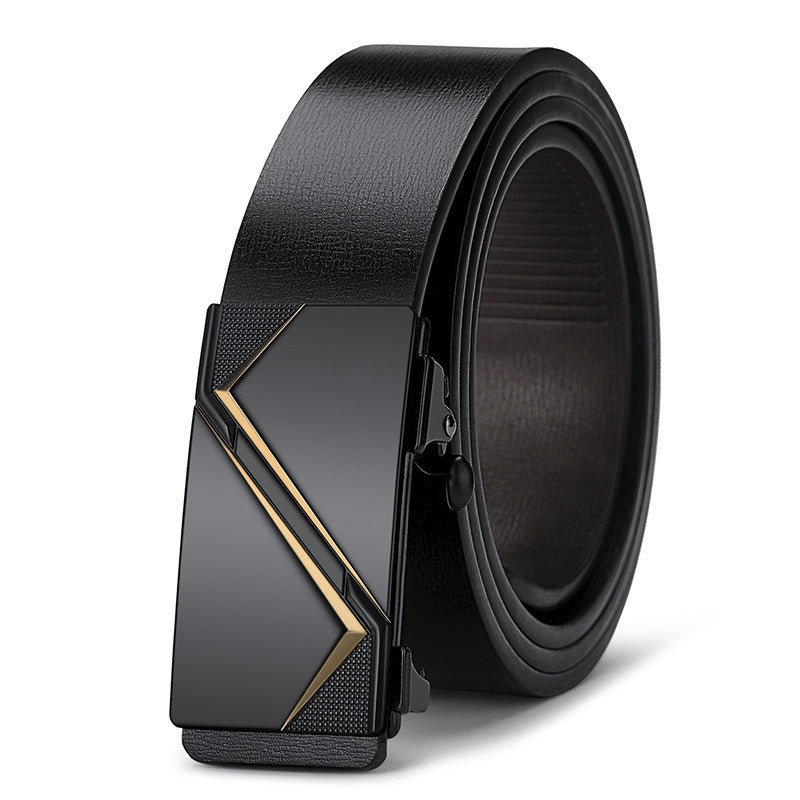 Men's Automatic Buckle Leather Casual Business Cowhide Medium Belts