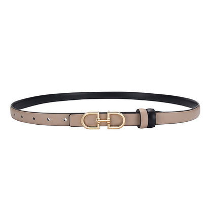 Women's Smooth Buckle Simple Double Design Double-sided Belts