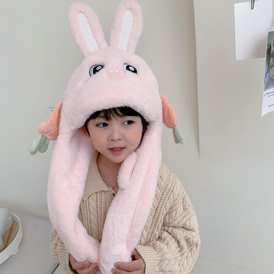 Children's Ears Moving Plush Bonnet One-piece Will Kids' Headwear