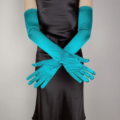 Women's Lengthened Satin Stretch Vintage Dress Bride Gloves