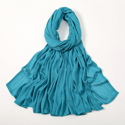 Malay Indonesian Rayon Monochrome Wide-brimmed Thin Scarfs